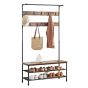 YAVONTE Hall Tree Large Coat Rack with Bench and Shoe Storage - Rustic Brown