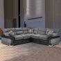 York Classic Design Fabric Corner Sofa Set - Black with Grey