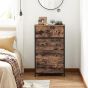 Oak Finish Chest of Drawers - TROW Small Chest 5 Drawers