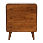 Oak Finish Chest of Drawers - MINTO II Small Chest  3 Drawers