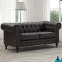 2 Seater Sofa - BELFORIA Leather Chesterfield Sofa - Brown