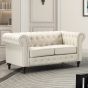 2 Seater Sofa - BELFORIA Leather Chesterfield Sofa - Cream