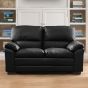 2 Seater Sofa - LEVRANO Leather Sofa - Black