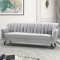 3 Seater Sofa - VIVENTO Velvet Fabric Sofa - Grey