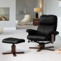 Armchair - ELEVARO Leather Swivel Recliner Chair with Stool - Black