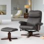 Armchair - ELEVARO Leather Swivel Recliner Chair with Stool - Grey