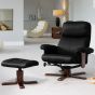 Armchair - ELEVARO Leather Swivel Recliner Chair with Stool Heated Massage - Black