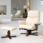 
Armchair - ELEVARO Leather Swivel Recliner Chair with Stool Heated Massage - Cream