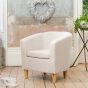 Tub Chair - VIVELLA Textured Fabric Chair with Light Wood Legs - Beige