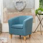 Tub Chair - VIVELLA Textured Fabric Chair with Light Wood Legs - Teal