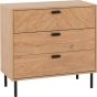 Oak Finish Chest of Drawers - LETHBRIDGE Medium Chest  3 Drawers