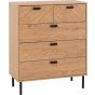 Oak Finish Chest of Drawers - LETHBRIDGE Medium Chest  5 Drawers