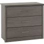 Black Chest of Drawers - LISKEARD Medium Chest  3 Drawers