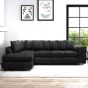 LORVANI Fabric Large 5 Seater L Shaped Scatterback Corner Sofa - Black, Left Hand Facing