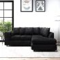 LORVANI Fabric 4 Seater L Shaped Scatterback Corner Sofa - Black, Right Hand Facing