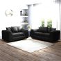 LORVANI Fabric 3 and 2 Seater Scatterback Sofa Set - Black