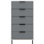 Grey Chest of Drawers - MANILA Tallboy Small Chest  5 Drawers