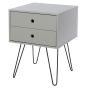 Telford Metal Leg 2 Drawer Bedside Cabinet - Grey