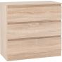 Oak Finish Chest of Drawers - MALDEN Medium Chest  3 Drawers