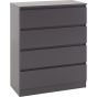Grey Chest of Drawers - MALDEN Medium Chest 4 Drawers