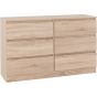 Oak Finish Chest of Drawers - MALDEN Large Chest  6 Drawers