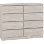 Natural Finish Chest of Drawers - MALDEN Large Chest  8 Drawers  Double Chest