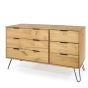 Augusta Pine 3+3 Drawer Wide Chest of Drawers - Brown
