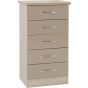 Oak Finish Chest of Drawers - NEWBIGGIN VI Tallboy Small Chest  5 Drawers