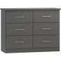 Grey Chest of Drawers - NEWBIGGIN VII Large Chest 6 Drawers