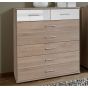 Gema 5+2 Drawer Storage Chest - Oak and White Gloss