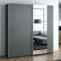 Oldham Sliding Mirror Door 150cm Wardrobe - Grey