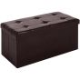 Folding Faux Leather Storage Cube Ottoman Bench Seat PU Rectangular Footrest Stool Box (Brown)