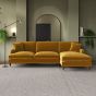 PAYTON Velvet 4 Seater L Shaped Fullback Corner Sofa - Mustard, Right Hand Facing