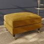 PAYTON Velvet Large Footstool - Mustard