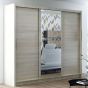 Somerset Sliding Door 250cm Wardrobe With Mirror - Oak Sonoma