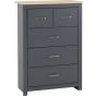 Grey Chest of Drawers - PORTLETHEN Medium Chest  5 Drawers