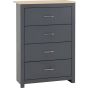 Grey Chest of Drawers - PORTLETHEN Medium Chest 4 Drawers