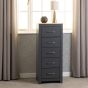 Grey Chest of Drawers - PORTLETHEN Tallboy Medium Chest 5 Drawers