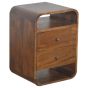 Chestnut Curved Edge Bedside Table with 2 Drawers