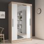 Pageant Sliding Door Wardrobe 120cm in Sonoma Oak with White Fronts