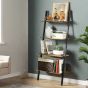 LUMINEX Ladder Shelf 4-Tier Wall-Leaning Bookcase - Rustic Brown