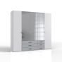 Bonn 5 Door and 6 Drawer Mirrored Wardrobe - White and Grey