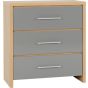 Oak Finish Chest of Drawers - SELSEY I Medium Chest  3 Drawers