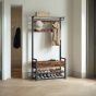 ZEPHRON Hall Tree Entryway Coat Rack with Shoe Bench and Storage Shelves - Rustic Brown