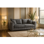 SOLARAE Fabric 3 Seater Sofa - Black
