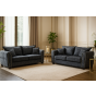 SOLARAE Fabric 3 and 2 Seater Sofa Set - Black