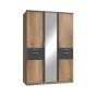 Kodera 3 Door and 4 Drawer Mirrored Wardrobe - Oak