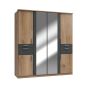 Kodera 4 Door and 4 Drawer Mirrored Wardrobe - Oak