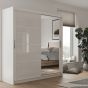 Highland Sliding Door Mirrored 203cm Wardrobe - White
