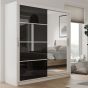 Highland Sliding Door Mirrored 203cm Wardrobe - White with Black